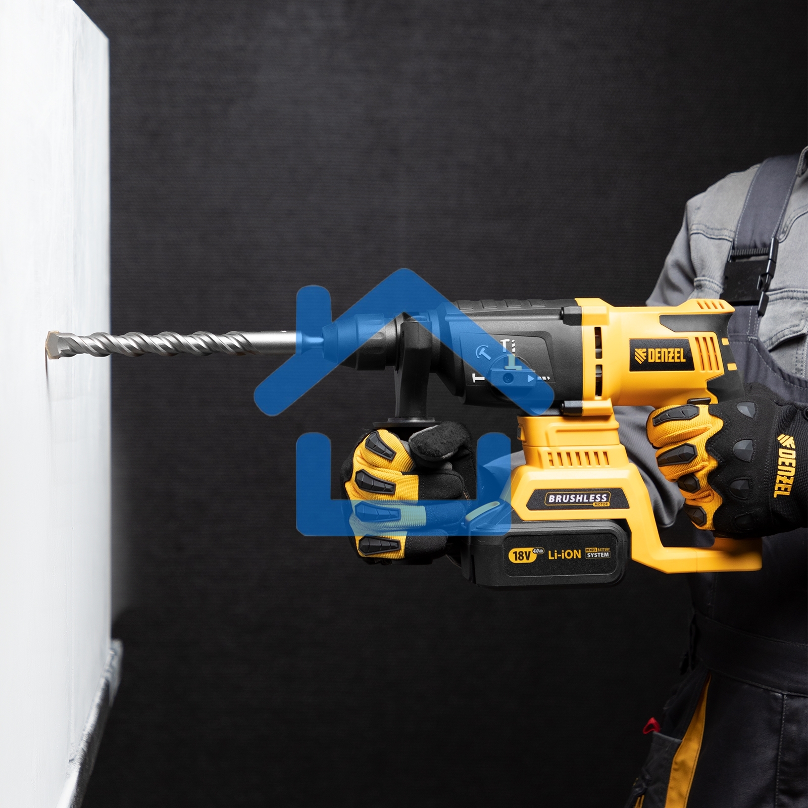 Бур по бетону, двойная спираль, Cobalt W-tip, 18x260 мм, SDS PLUS Denzel