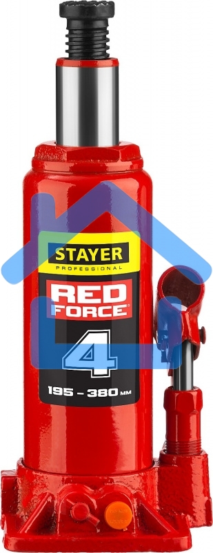 Домкрат STAYER 43160-4_z01гидравлический бутылочный red force 4т 195-380мм