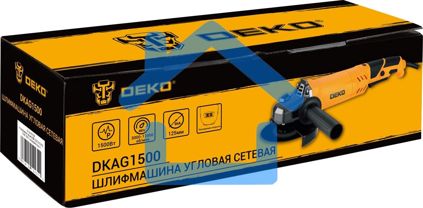 Углошлифовальная машина Deko DKAG1500 1500Вт 12000об/мин рез.шпин.:M14 d=125мм