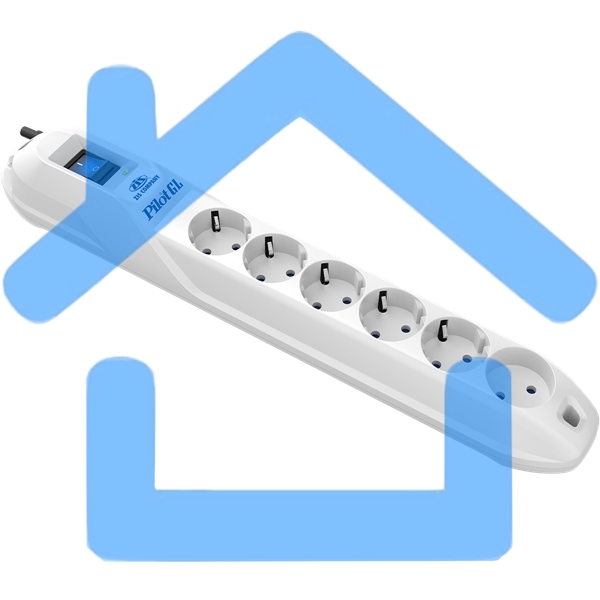 Сетевой фильтр ZIS Pilot GL 6 розеток (5 евро + 1 без заземления) 7м 10A/2.2kVt