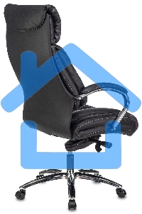 Кресло руководителя Бюрократ T-9904NSL черный, кожа, с подголов. крестовина металл хром