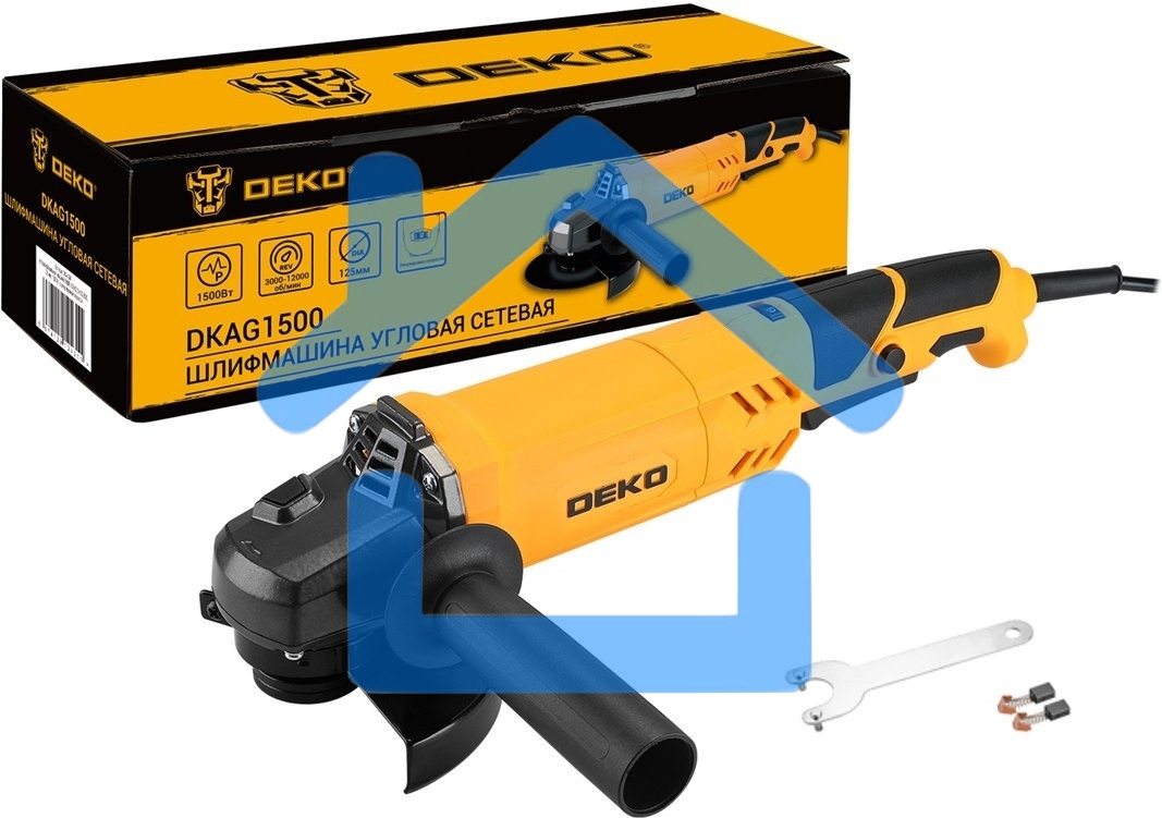 Углошлифовальная машина Deko DKAG1500 1500Вт 12000об/мин рез.шпин.:M14 d=125мм