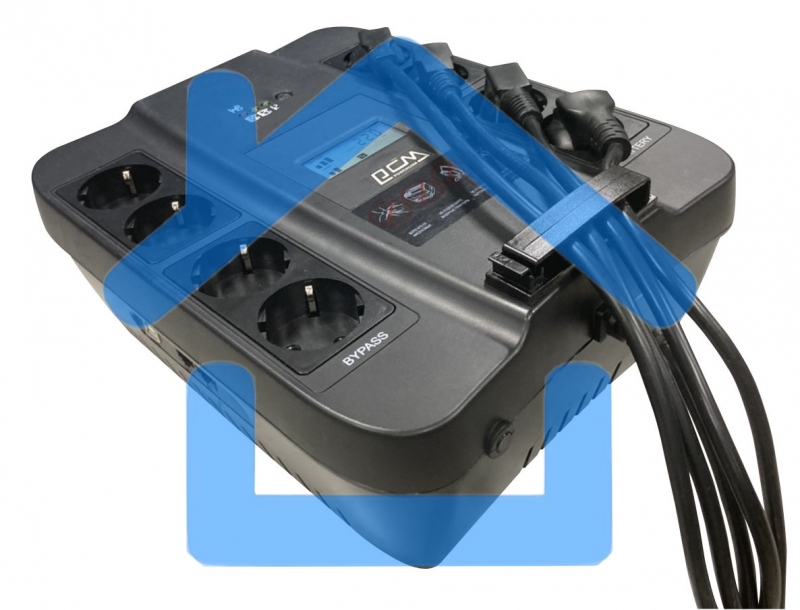 Источник бесперебойного питания Powercom Back-UPS SPIDER, Line-Interactive, LCD, AVR, 1100VA/605W, Schuko, USB, черный (1452054)