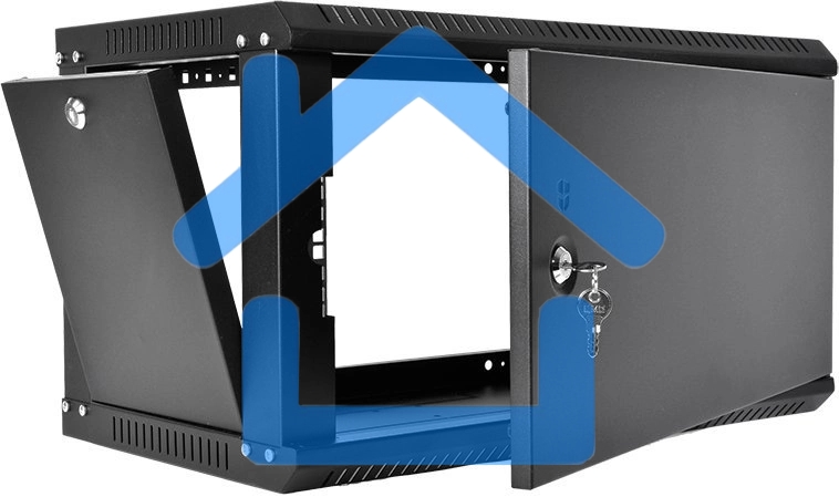 Шкаф телекоммуникационный настенный разборный ЦМО ЭКОНОМ 6U (600 x 350) дверь металл, черный (ШРН-Э-6.350.1-9005)