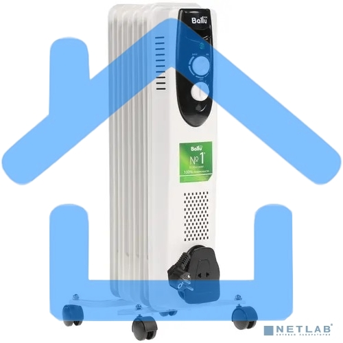 Обогреватель масляный Ballu Classic BOH/CL-05WRN (5 секций), белый, 1000 Вт, 15 м2, термостат