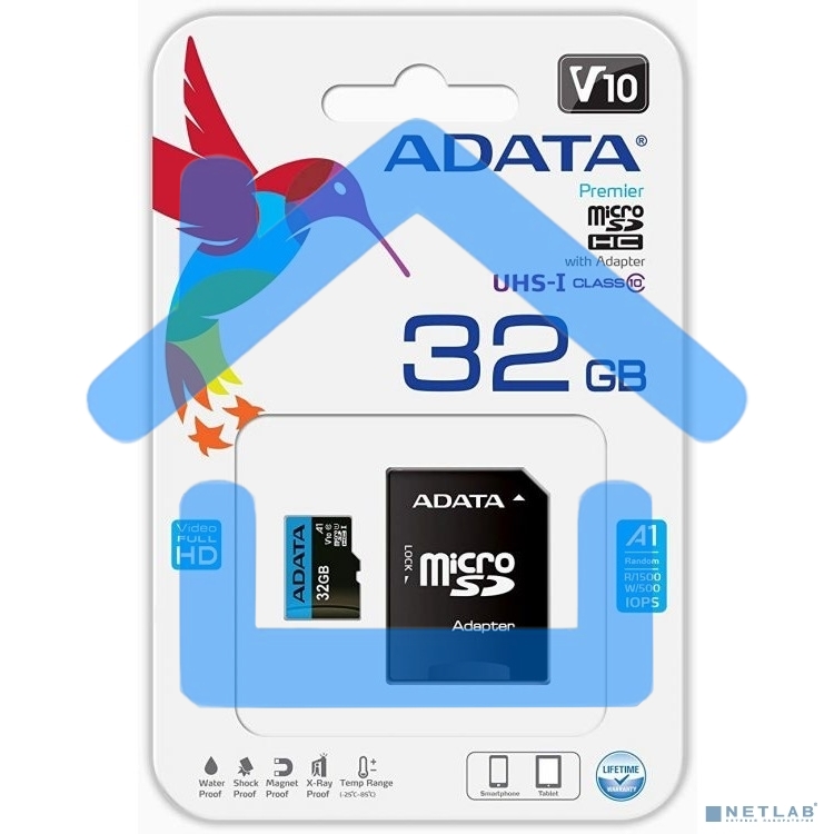 Флеш карта microSD 32Gb ADATA microSDHC Class 10 UHS-I A1 100/20 MB/s (SD адаптер)