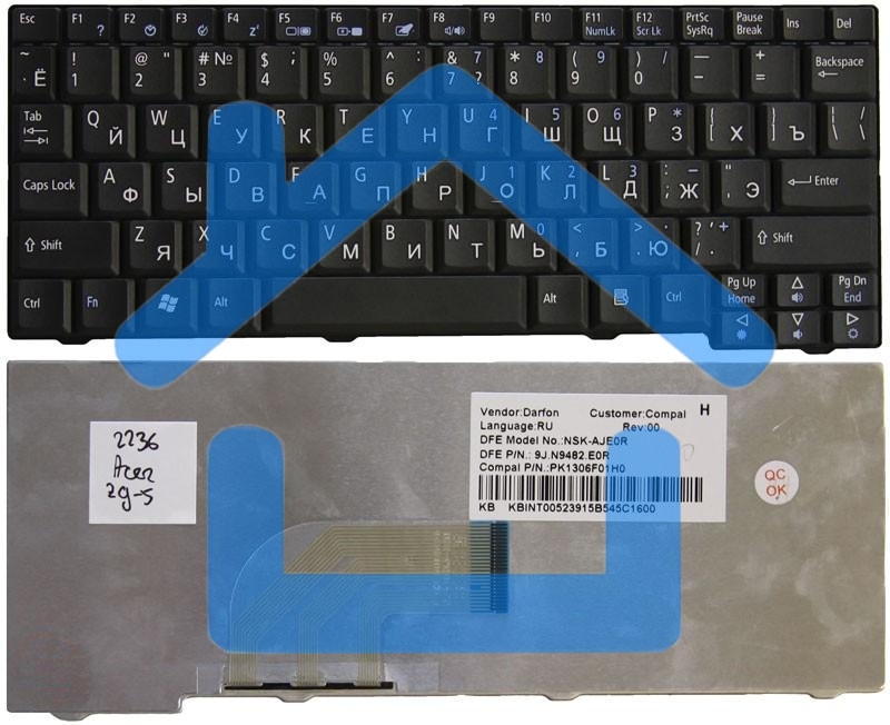 Клавиатура для ноутбука Acer Aspire One A110 A150 D150 D250 ZG5 ZG8 черная