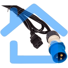 Шнур питания Lanmaster C19-I309 Male, 3х2.5, 220В, 16А, черный, 2.5 метра