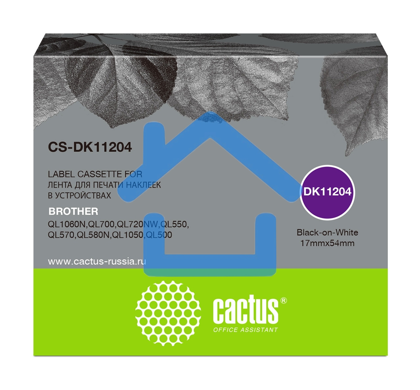 Картридж ленточный Cactus CS-DK11204 черный для Brother P-touch QL-500, QL-550, QL-700, QL-800