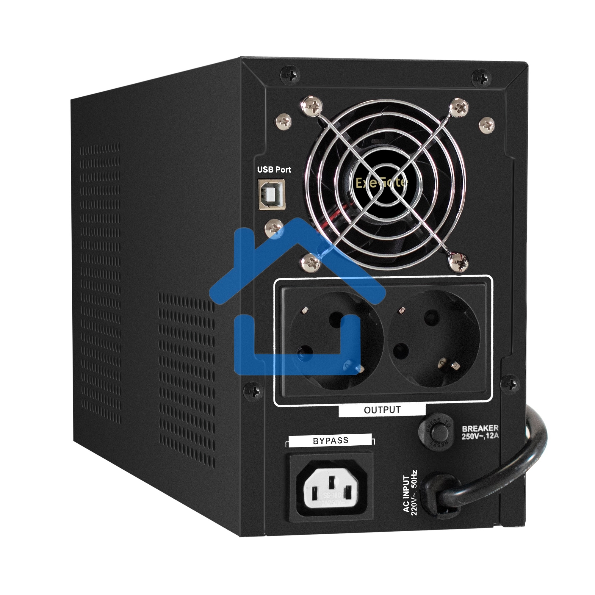 Источник бесперебойного питания ExeGate SineTower SN-1500.LCD.AVR.2SH.1C13.USB <1500VA/1200W, чистая синусоида, LCD дисплей, AVR, 2*Schuko+1*C13, USB, линейно-интерактивный, черный>