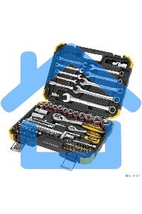 Набор инструментов KRANZ 1/2, 1/4, CrV, пластиковый кейс, 82 предмета