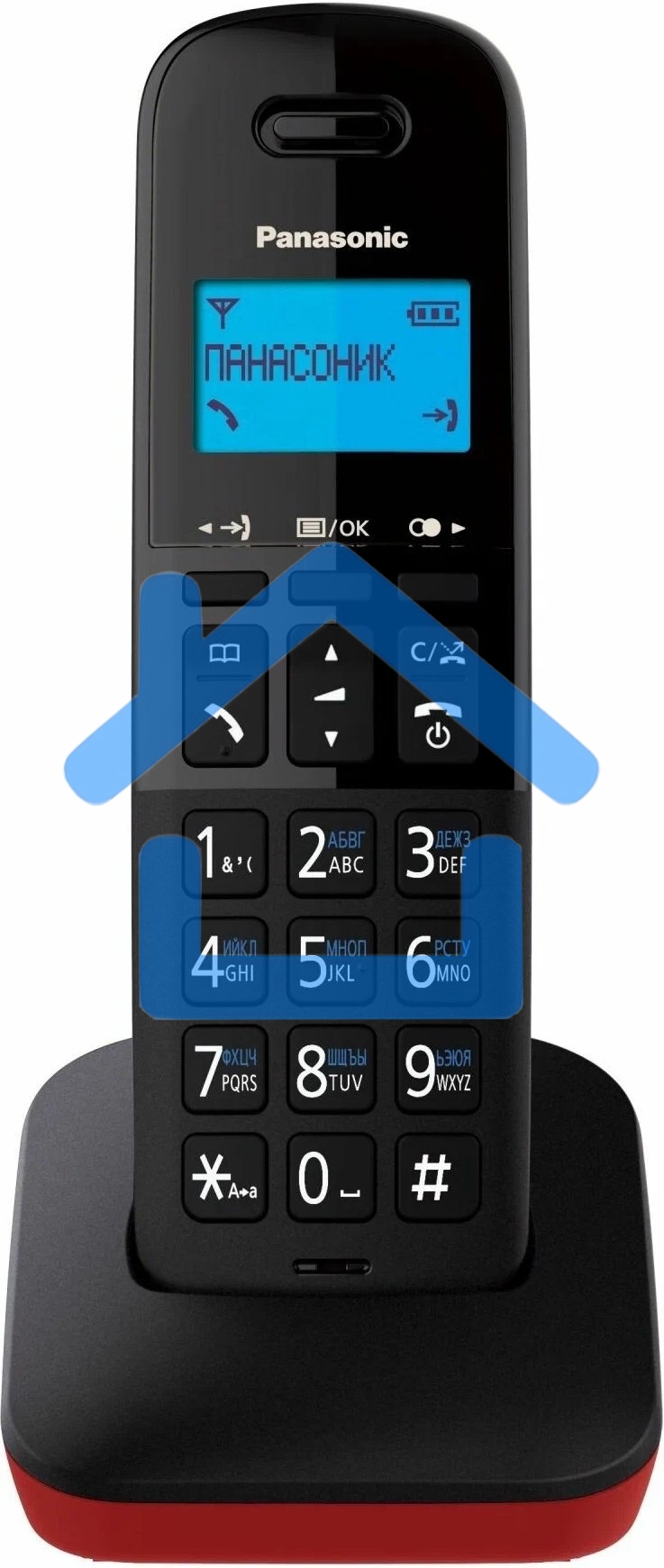 Телефон беспроводной (DECT) Panasonic KX-TGB610RUR, Монохромный, АОН, черный/красный