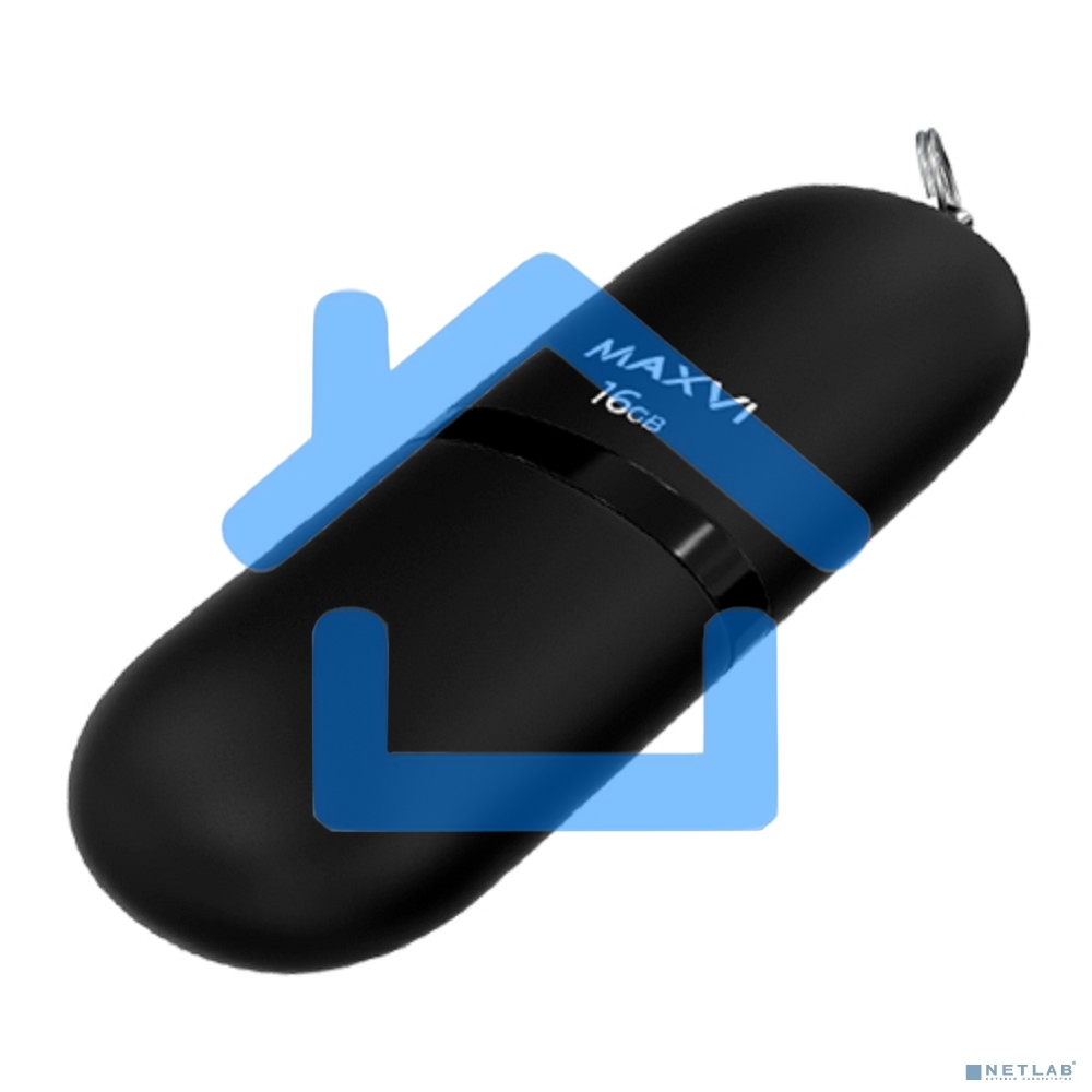 Флешка USB R/W Maxvi SF 16Gb USB 2.0 black, монолит с колпачком, soft touch