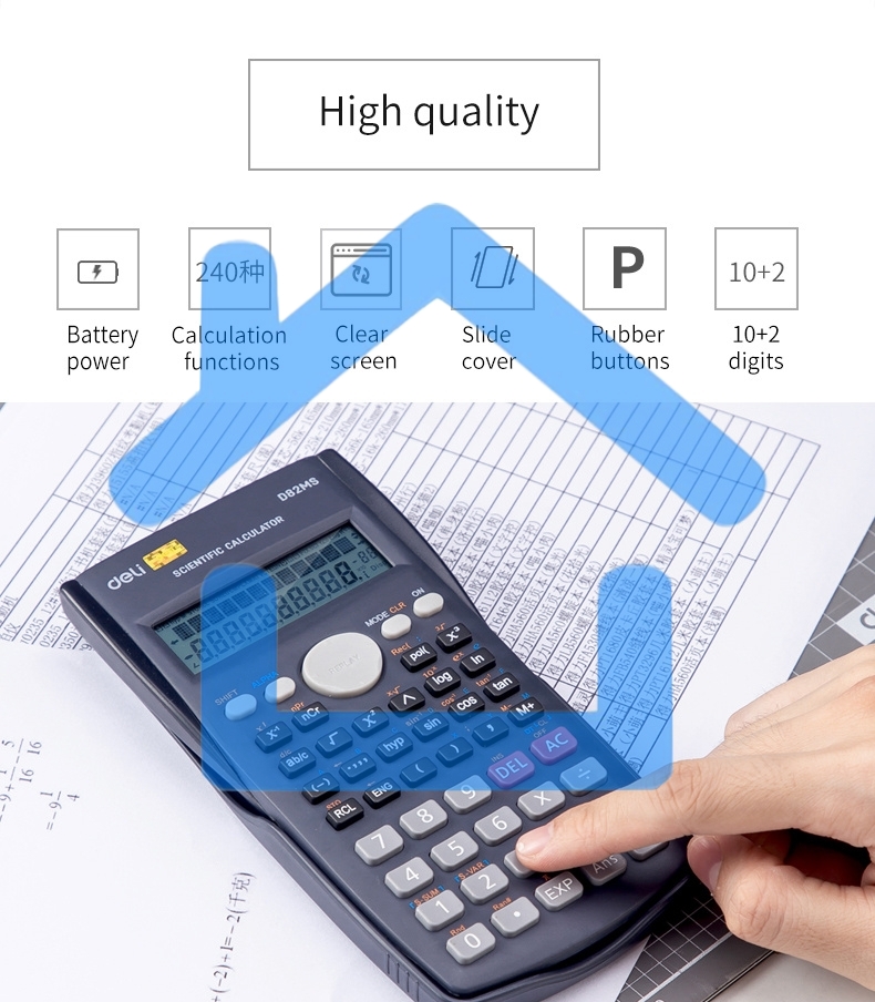 Калькулятор научный Deli ED82MS темно-синий 10+2-разр.