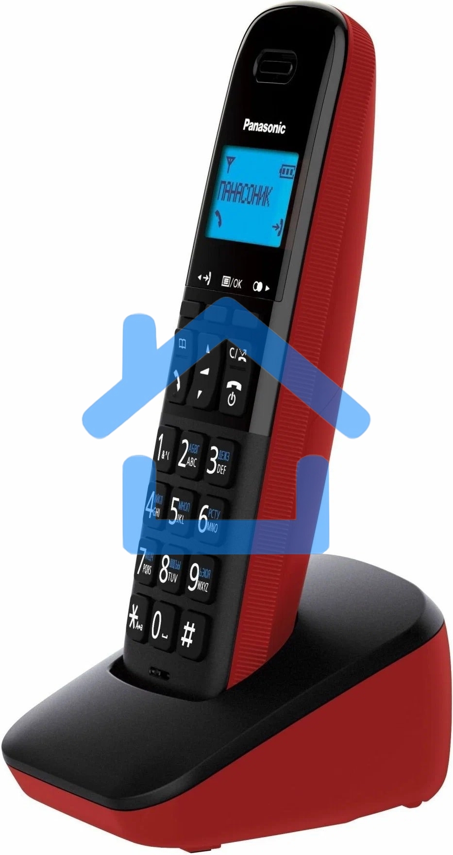 Телефон беспроводной (DECT) Panasonic KX-TGB610RUR, Монохромный, АОН, черный/красный