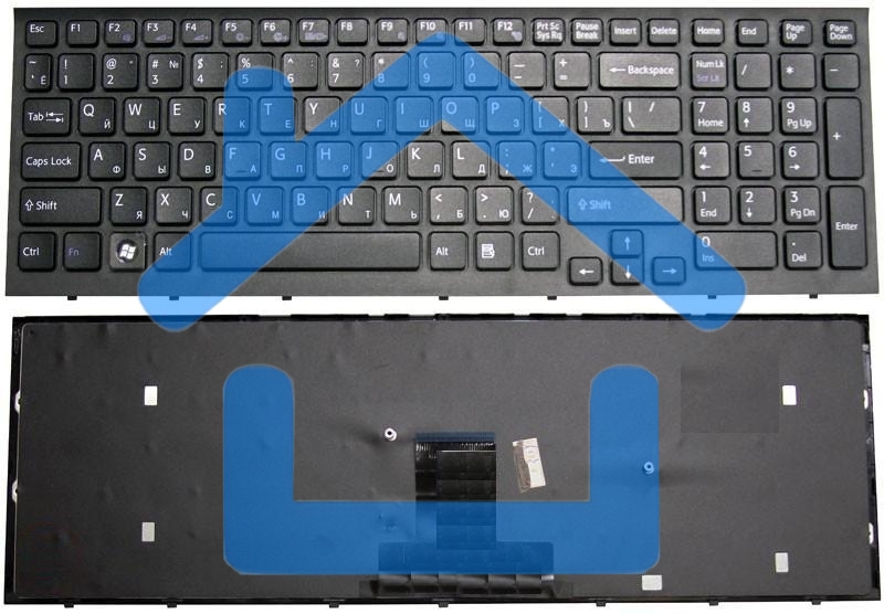 Клавиатура для ноутбука Sony Vaio VPC-EB черная с черной рамкой