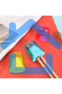 Точилка для карандашей ручная Deli ER01100 U-touch, 2 отверстия, пластик, ассорти, дисплей