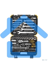 Набор инструментов KRANZ 1/2, 1/4, CrV, пластиковый кейс, 82 предмета