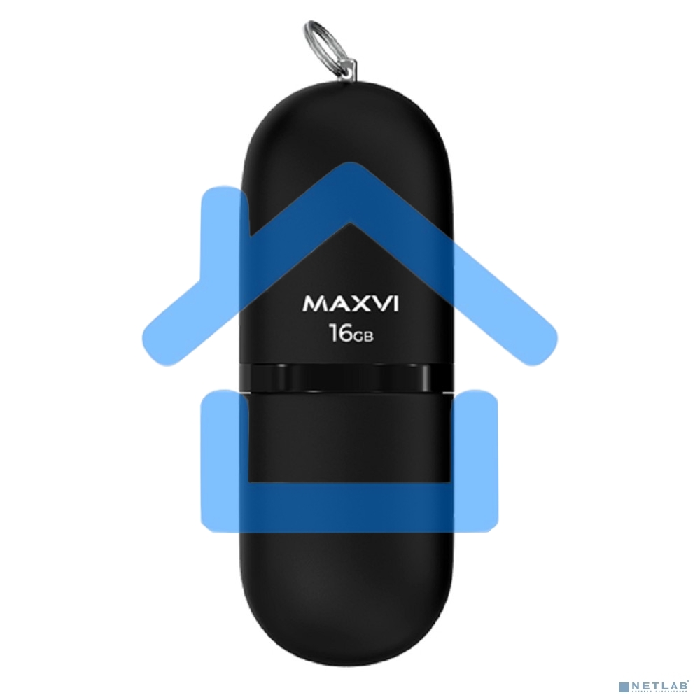 Флешка USB R/W Maxvi SF 16Gb USB 2.0 black, монолит с колпачком, soft touch