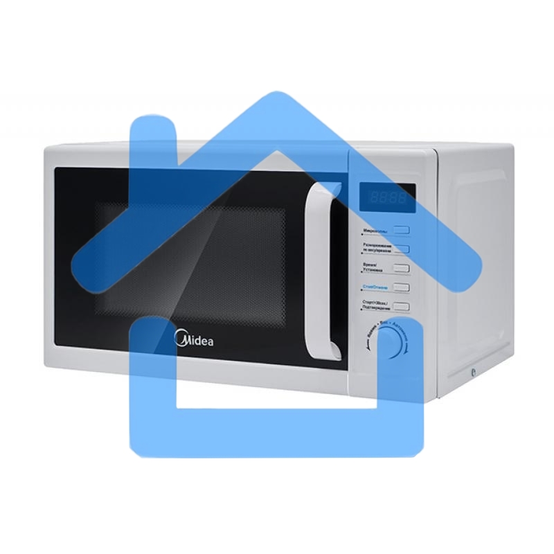 Микроволновая печь Midea AM820CUK-W белый, 20 л, 800 Вт, переключатели - поворотный механизм/кнопки
