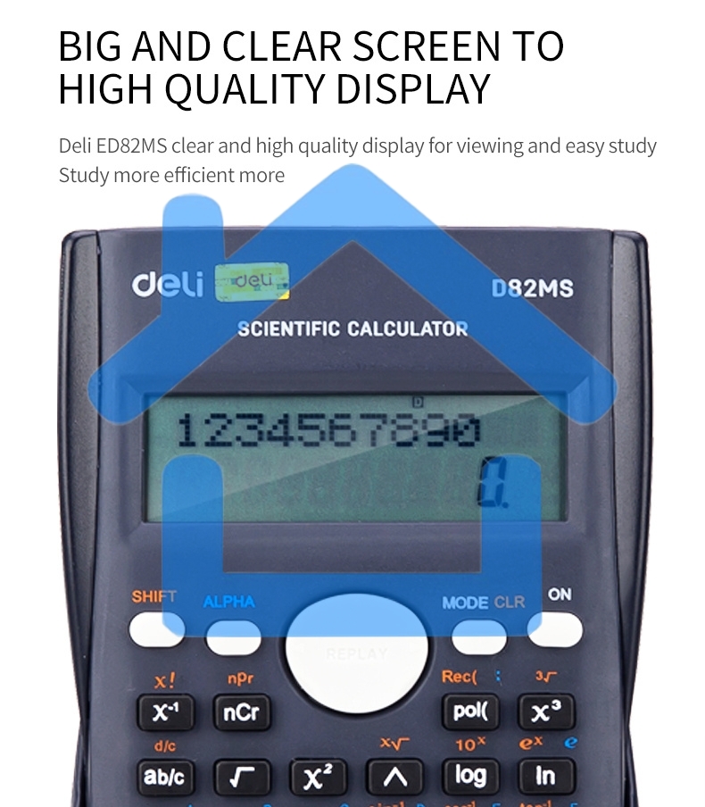 Калькулятор научный Deli ED82MS темно-синий 10+2-разр.