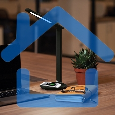 Светильник настольный Rexant Status LED, USB-зарядка устройств, 2700-6500 К, диммирование, 220 В, эффект тиснения под кожу