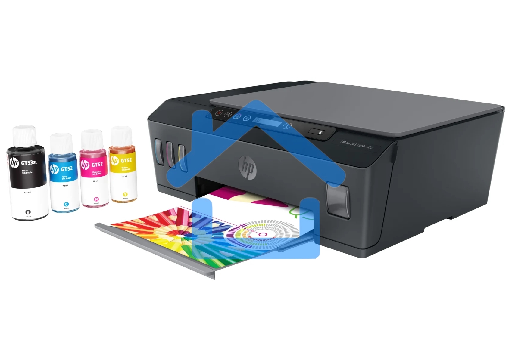 МФУ струйное HP Smart Tank 500 (4SR29A), A4, цветной, печ. до 22 стр/мин. (ч/б) до 16 стр/мин. (цвет), скан. до 8 стр/мин. (ч/б) 4 стр/мин. (цвет), 1200x1200dpi, USB