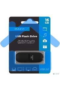 Флешка USB Maxvi SF black (FD16GBUSB20C10SF), 16Gb, USB 2.0, R/W 30/10, черный
