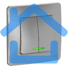 Выключатель 2-кл. СП BLANCA (сх.5) 10А 250В с подсветкой алюм. SchE BLNVS010513