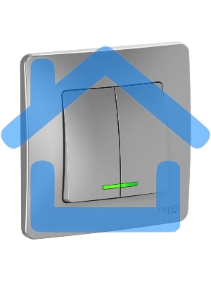 Выключатель 2-кл. СП BLANCA (сх.5) 10А 250В с подсветкой алюм. SchE BLNVS010513