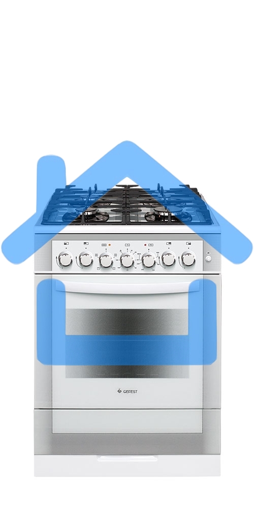Плита комбинированная Gefest ПГЭ 6502-02 0042 белый, конфорок 4 газовых, духовка 55 л, 60 см x 85 см x 60 см