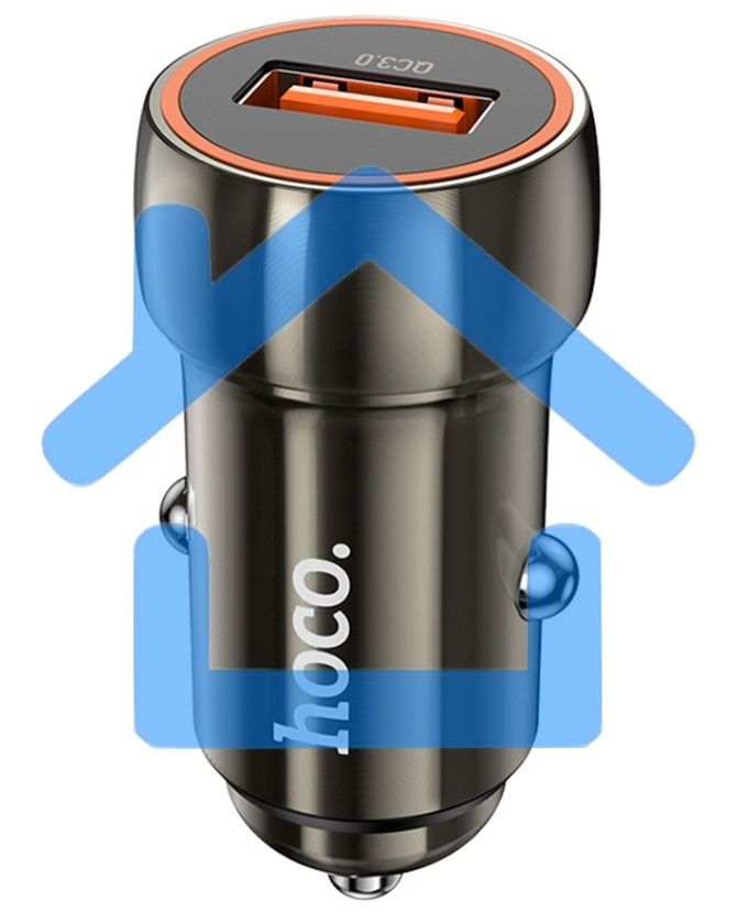 Автомобильная зарядка HOCO Z46 Blue shield, 1xUSB, 18W, серый металлик