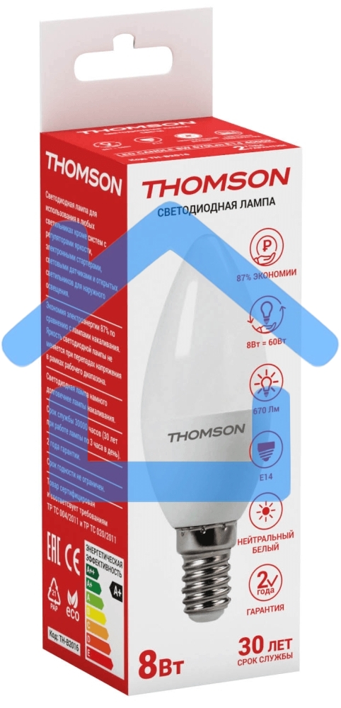 Лампа светодиодная Hiper THOMSON LED CANDLE 8W 670Lm E14 4000K TH-B2016