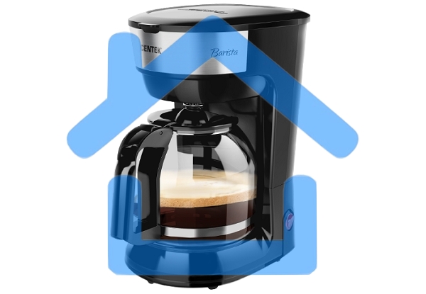 Кофеварка капельная Centek CT-1147 Steel, исп. кофе - молотый, 1.8 л, 900 Вт.