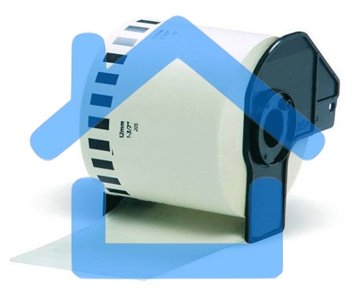 Бумажная клеящаяся лента Brother DK22205 62 мм x 30.48 м, черный шрифт, белый фон