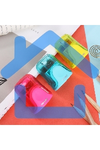 Точилка для карандашей ручная Deli ER01100 U-touch, 2 отверстия, пластик, ассорти, дисплей