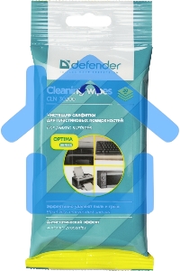 Чистящие салфетки Defender ECO для пластик.поверхностей, (не применять для ЖК- экранов!) /мягкая упаковка/ 20 шт /Россия