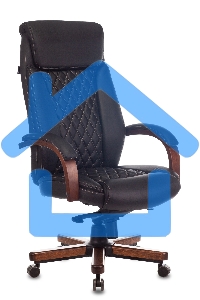 Кресло руководителя Бюрократ T-9924WALNUT черный, кожа, с подголов. крестовина металл/дерево