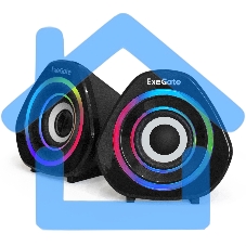 Акустическая система 2.0 ExeGate EX289680RUS Accord 210 (питание USB, 2х3Вт (6Вт RMS), 60-20000Гц, черный, RGb подсветка)