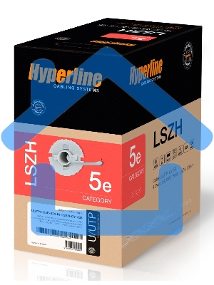 Кабель UUTP4-C5E-S24-IN-LSZH-GY-305 витая пара неэкранированная U/UTP категория 5e 4 пары (24 AWG) одножильный(solid) LSZH нг(A)-HF (-20град.C - +75град.C) сер. (уп.305м) Hyperline 42045