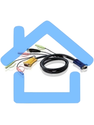 Кабель ATEN KVM Cable 2L-5305U Кабель для KVM: USB(Am)+DB15(m)+2*Audio (PC) -на- SPHD15(m)+2*Audio (KVM), 5м