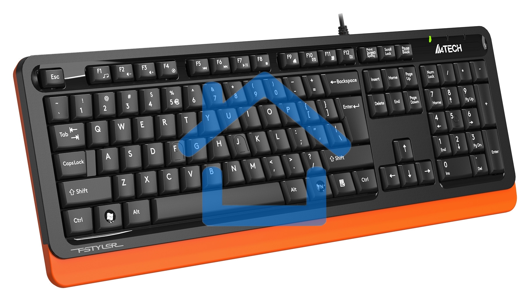 Клавиатура A4Tech Fstyler FKS10 проводная, USB, черный/оранжевый