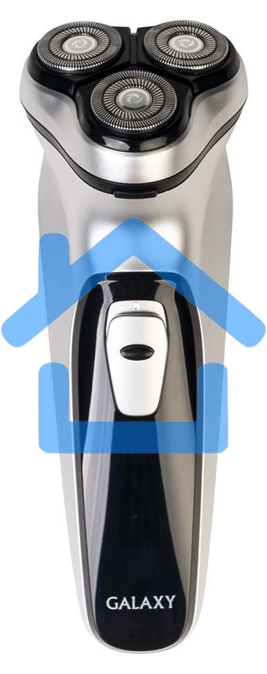 Электробритва Galaxy Line GL 4209, серебряный с черным, роторная, аккумуляторная, 5 Вт, Li-Ion аккумулятор емкостью 600 мА*ч, время непрерывной работы до 1,5 ч, ножи из нержавеющей стали, 3 независимые плавающие головки, возможность промывки бреющего блок