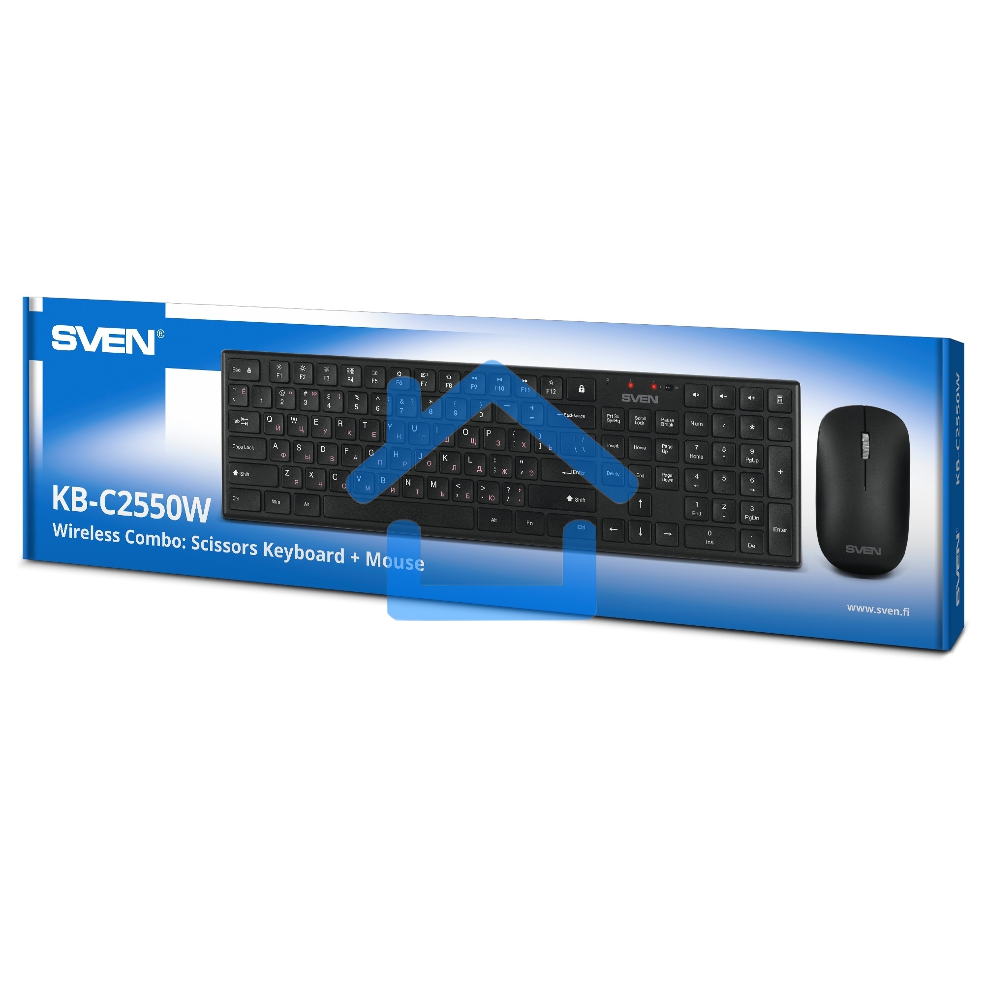 Беспроводной набор Sven ножничная клавиатура + мышь KB-C2550W черный (109 кл.,12Fn, 1000DPI, 2+1 кл.)