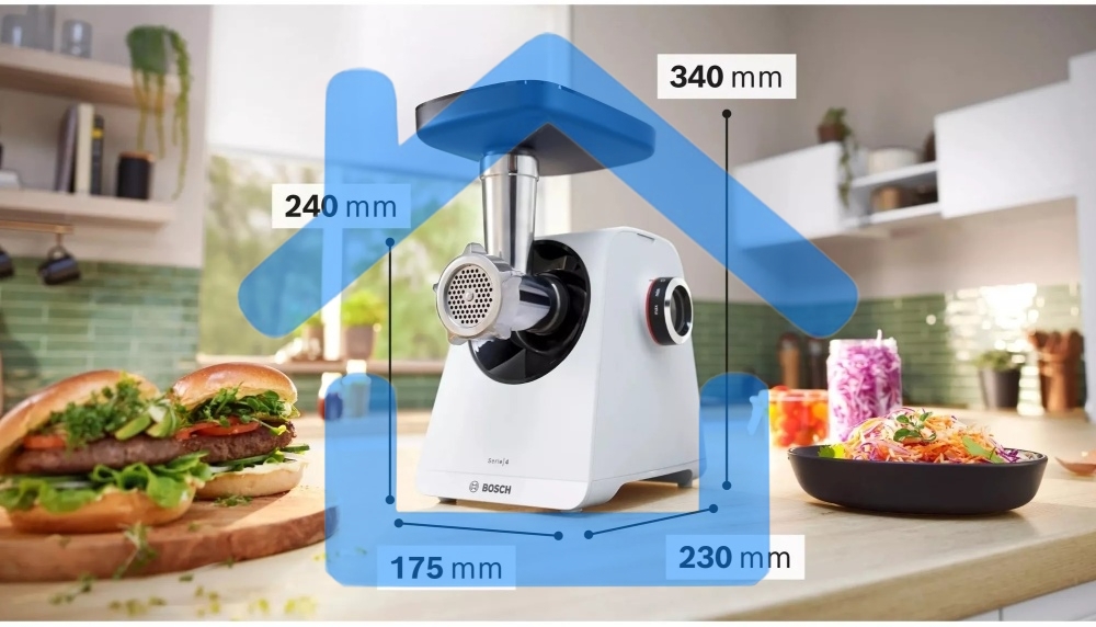 Мясорубка электрическая Bosch MFWS420W, 1900W, белый