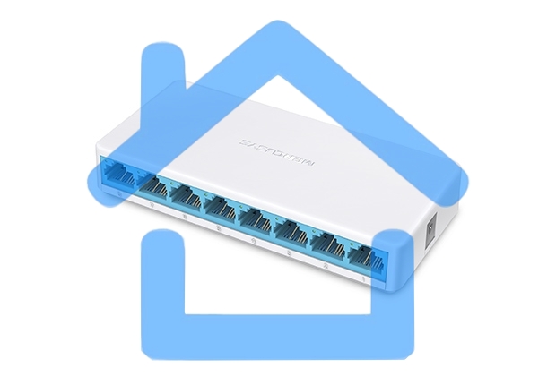 Коммутатор Mercusys MS108, 8 портов Ethernet 100 Мбит/с