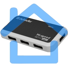 Разветвитель USB Defender QUADRO INFIX USB2.0 - 4 порта, скор. - до 480 Мбит/с, + кабель USB 2.0 A(M) - MiniB (M) - 1м.