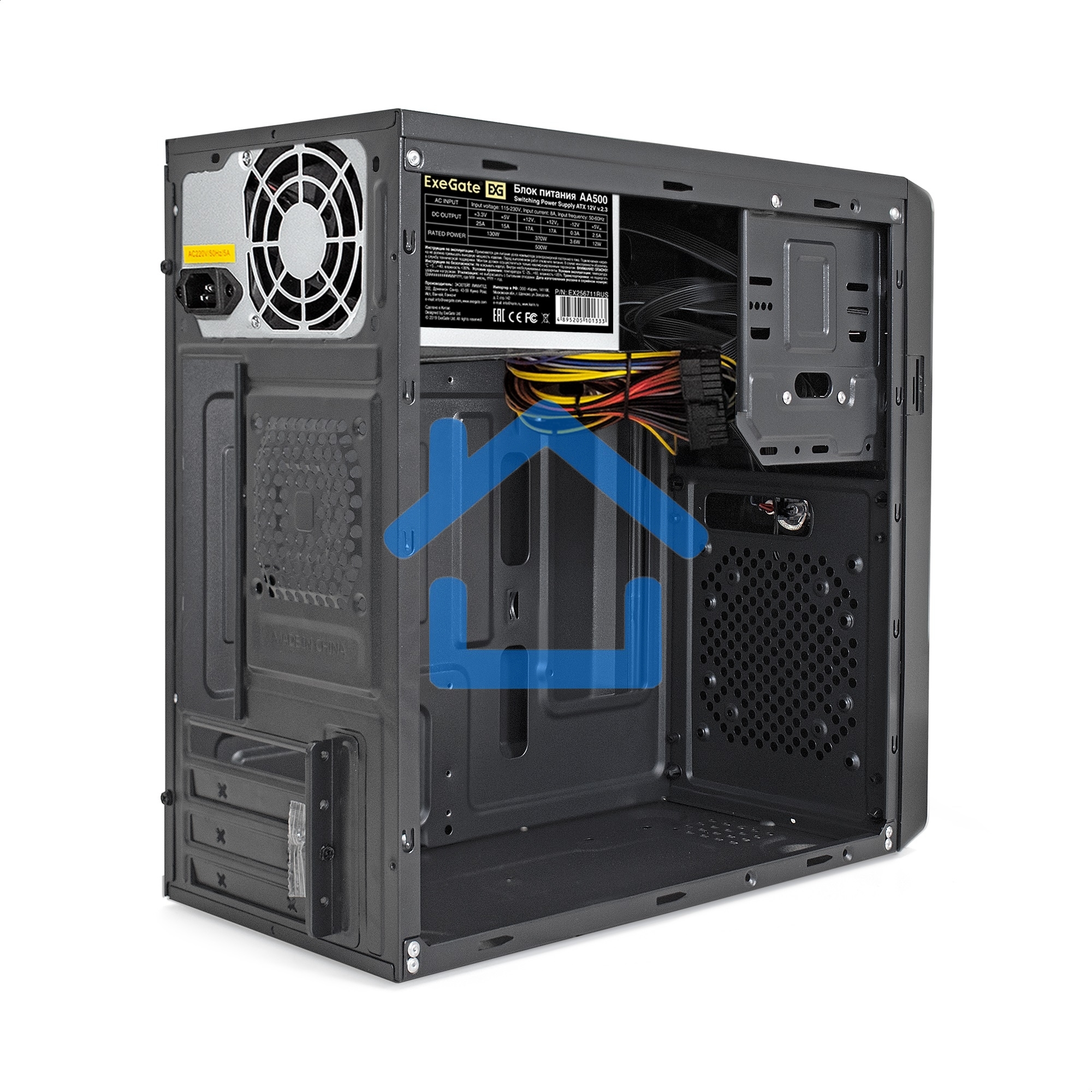 Компьютерный корпус Minitower ExeGate EX286427RUS BA-309-500W-8 (mATX, БП AA500 с вент. 8см, 2*USB, HD аудио, черный)
