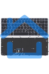 Клавиатура для ноутбука HP EliteBook Folio 1040 G1 черная с серой рамкой с подсветкой