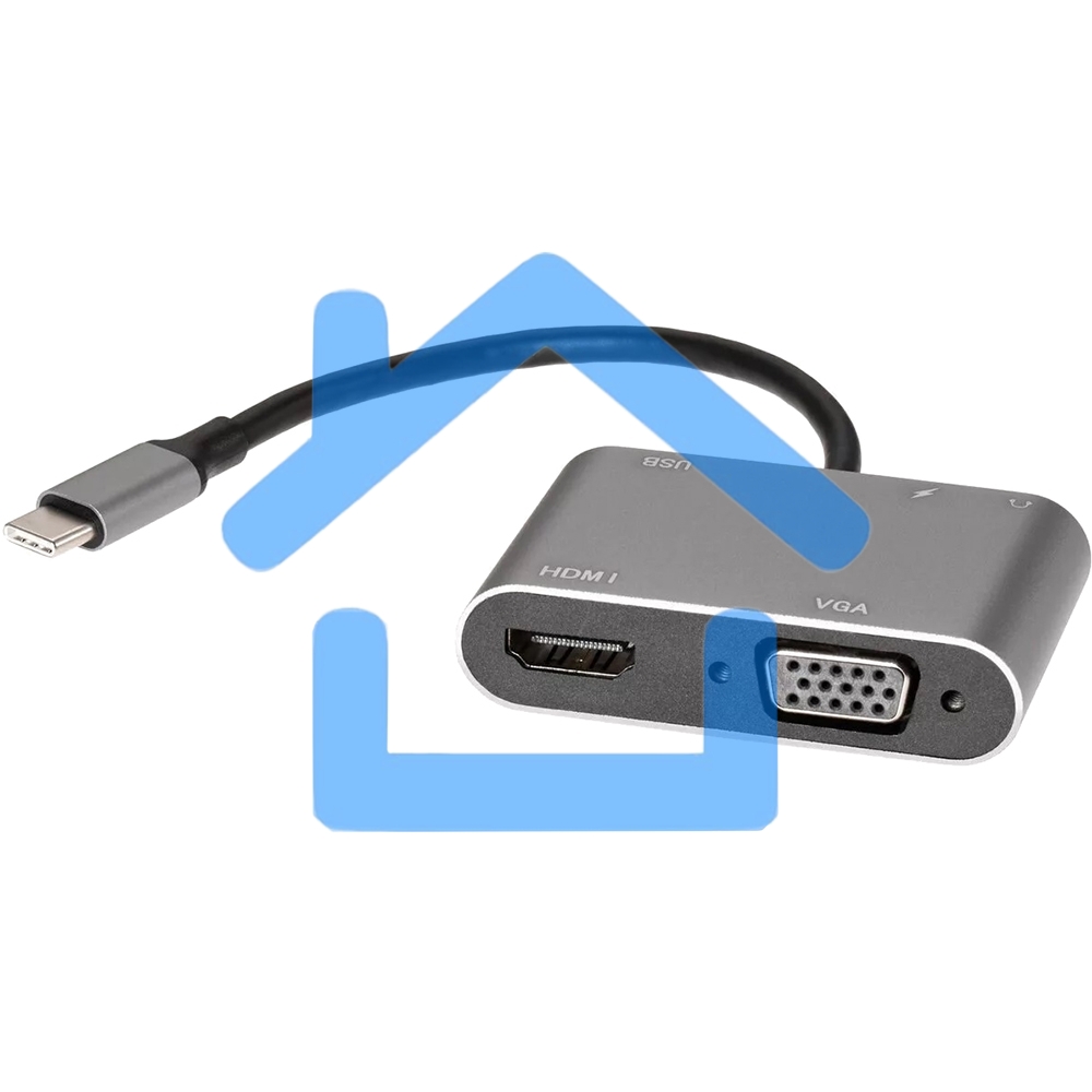 Адаптер USB Type-Cm-->VGA, HDMI 4k*30Hz, USB3.0, PD, Audio,iOpen (Aopen/Qust/VCOM)